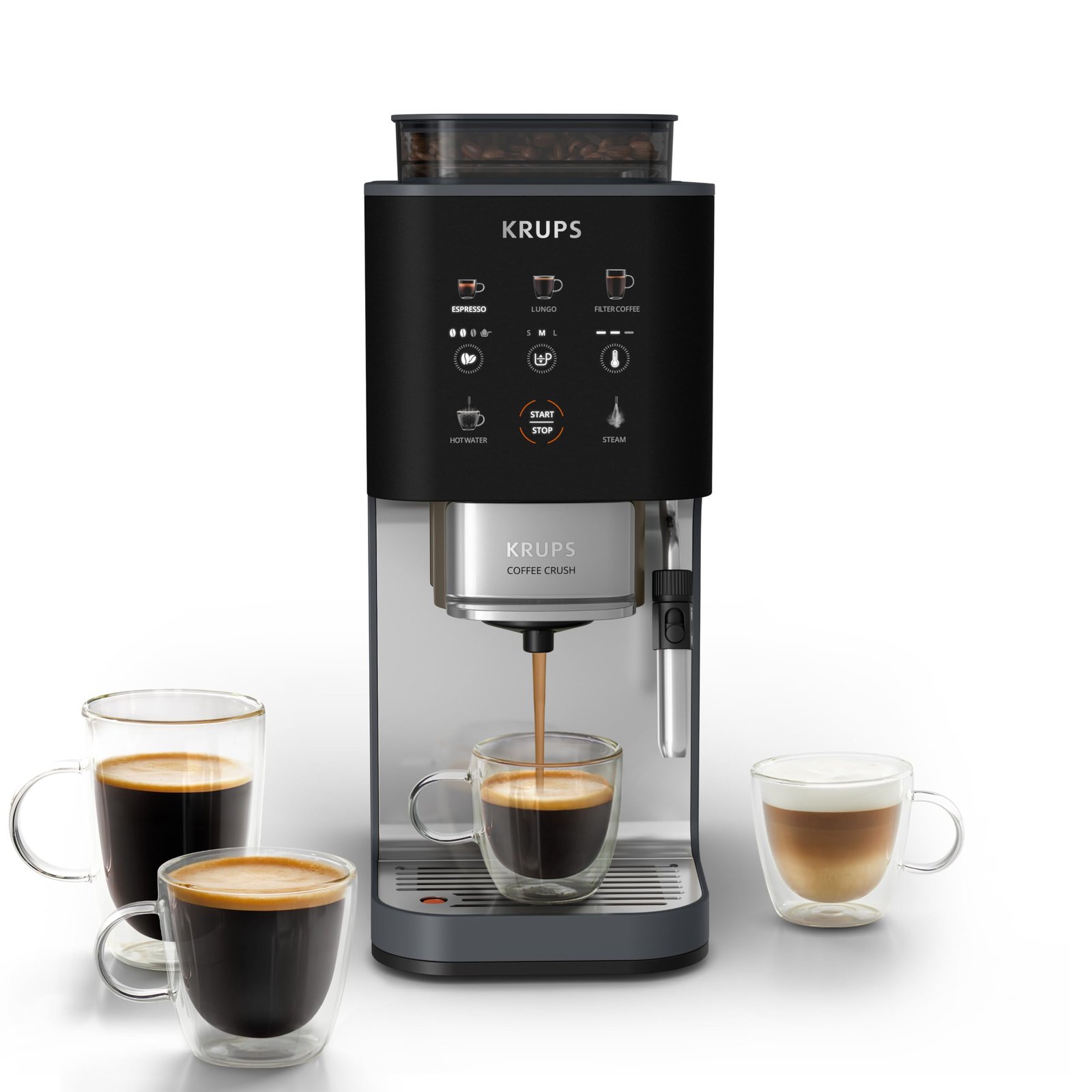 KRUPS Coffee Crush Extra Kaffeevollautomat, Schwarz